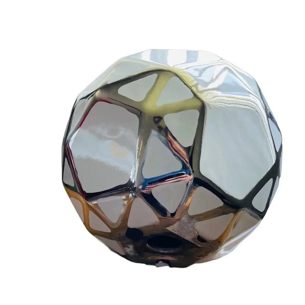 Decorative Ceramic Orb White With Silver Accents Home Decor 5.5 In Art